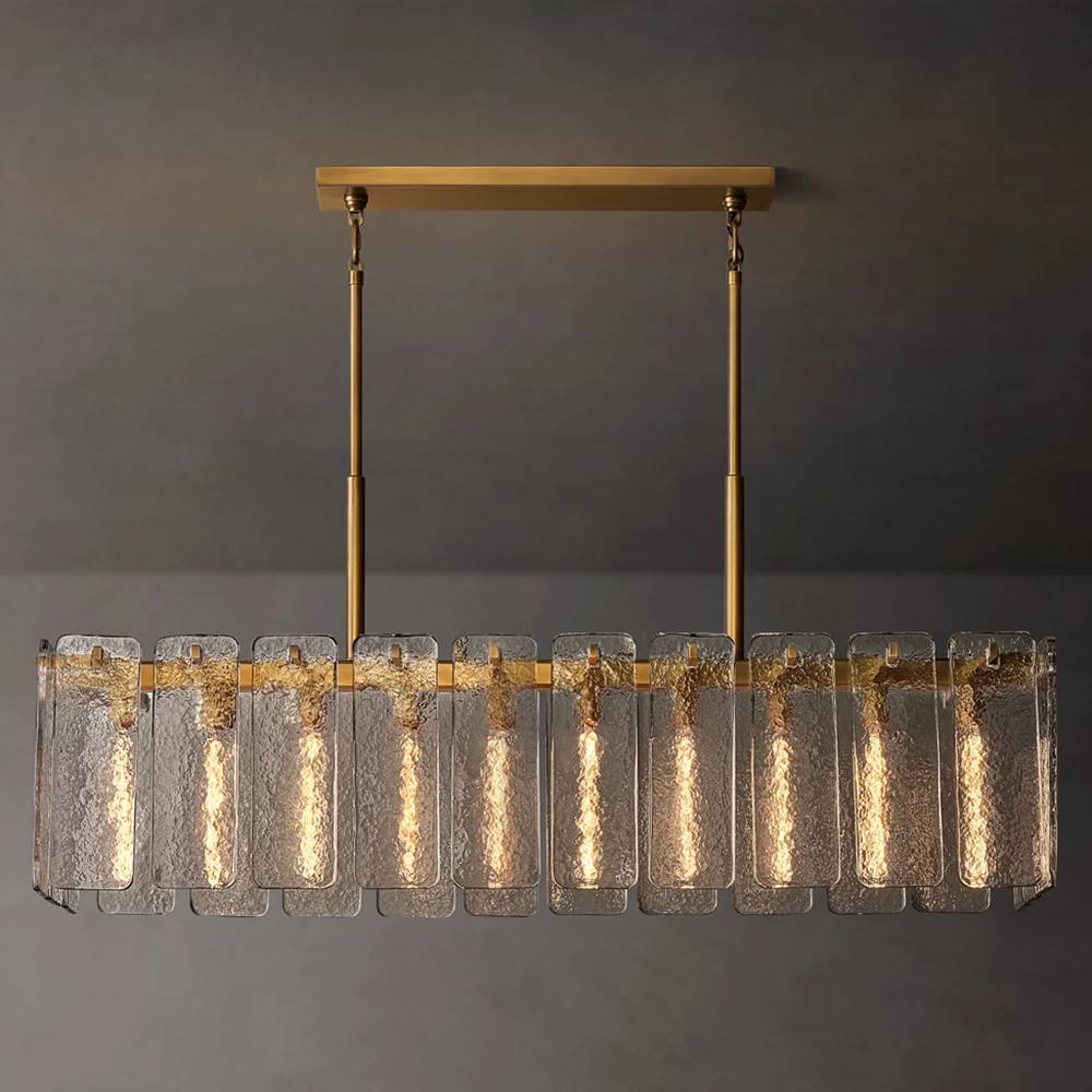 Calamette Striated Glass Rectangular Chandelier 60" - Zelno