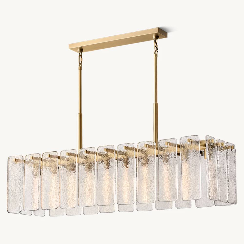 Calamette Striated Glass Rectangular Chandelier 60" - Zelno
