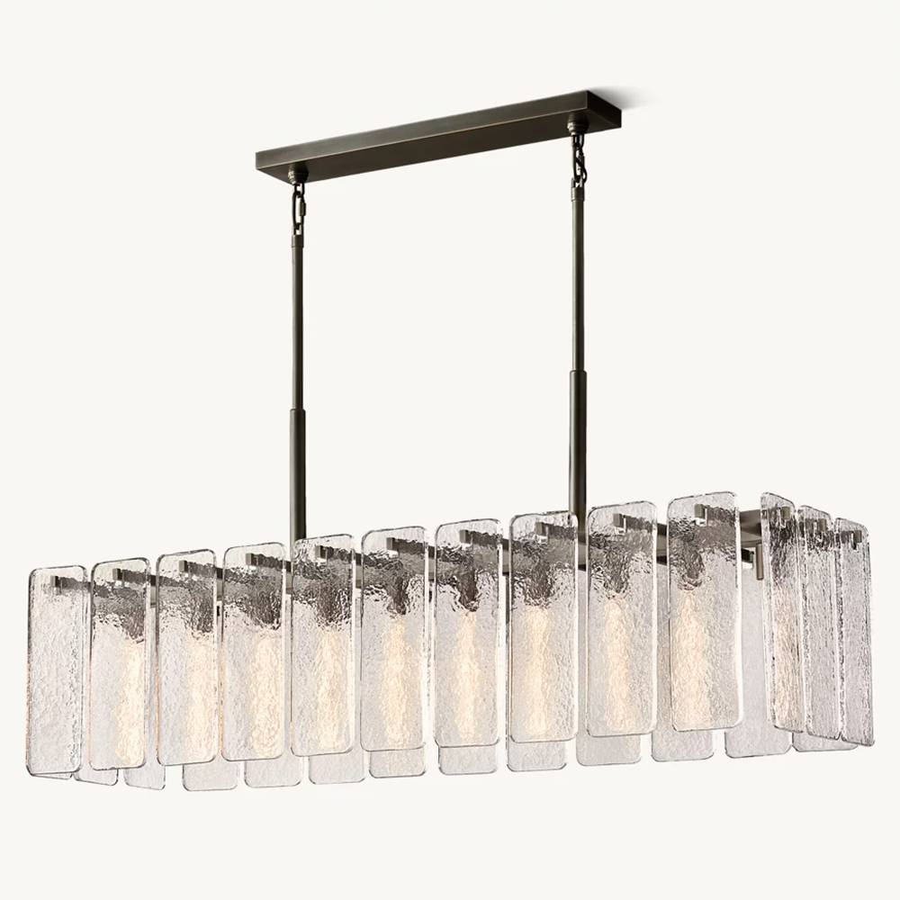 Calamette Striated Glass Rectangular Chandelier 60" - Zelno