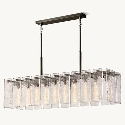 Calamette Striated Glass Rectangular Chandelier 60" - Zelno
