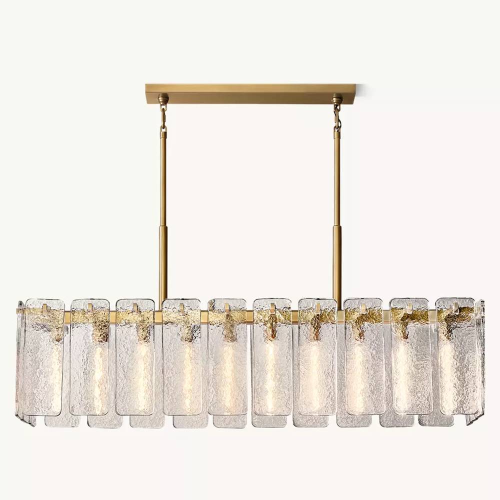 Calamette Striated Glass Rectangular Chandelier 60" - Zelno