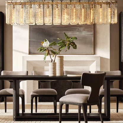 Calamette Striated Glass Rectangular Chandelier 60" - Zelno