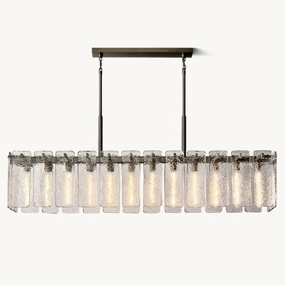 Calamette Striated Glass Rectangular Chandelier 72" - Zelno