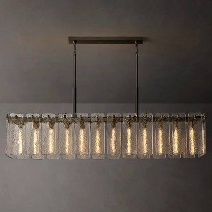 Calamette Striated Glass Rectangular Chandelier 72" - Zelno