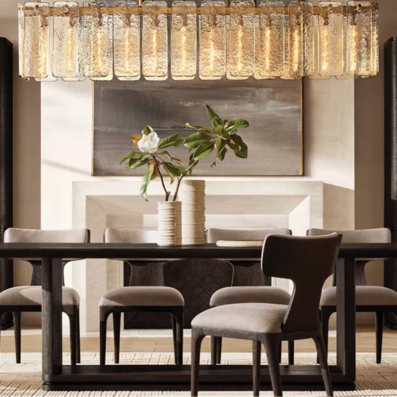 Calamette Striated Glass Rectangular Chandelier 72" - Zelno