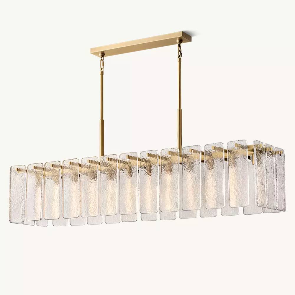 Calamette Striated Glass Rectangular Chandelier 72" - Zelno