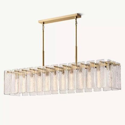 Calamette Striated Glass Rectangular Chandelier 72" - Zelno