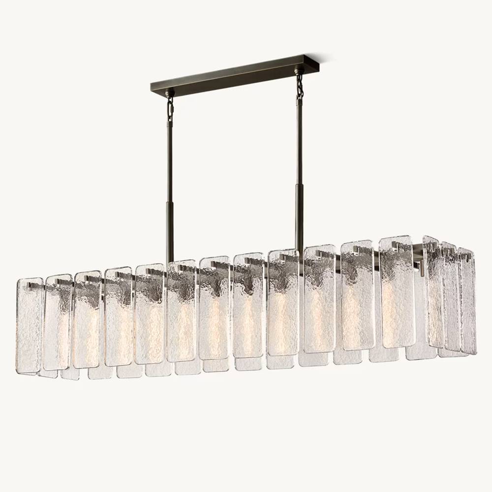 Calamette Striated Glass Rectangular Chandelier 72" - Zelno