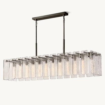Calamette Striated Glass Rectangular Chandelier 72" - Zelno
