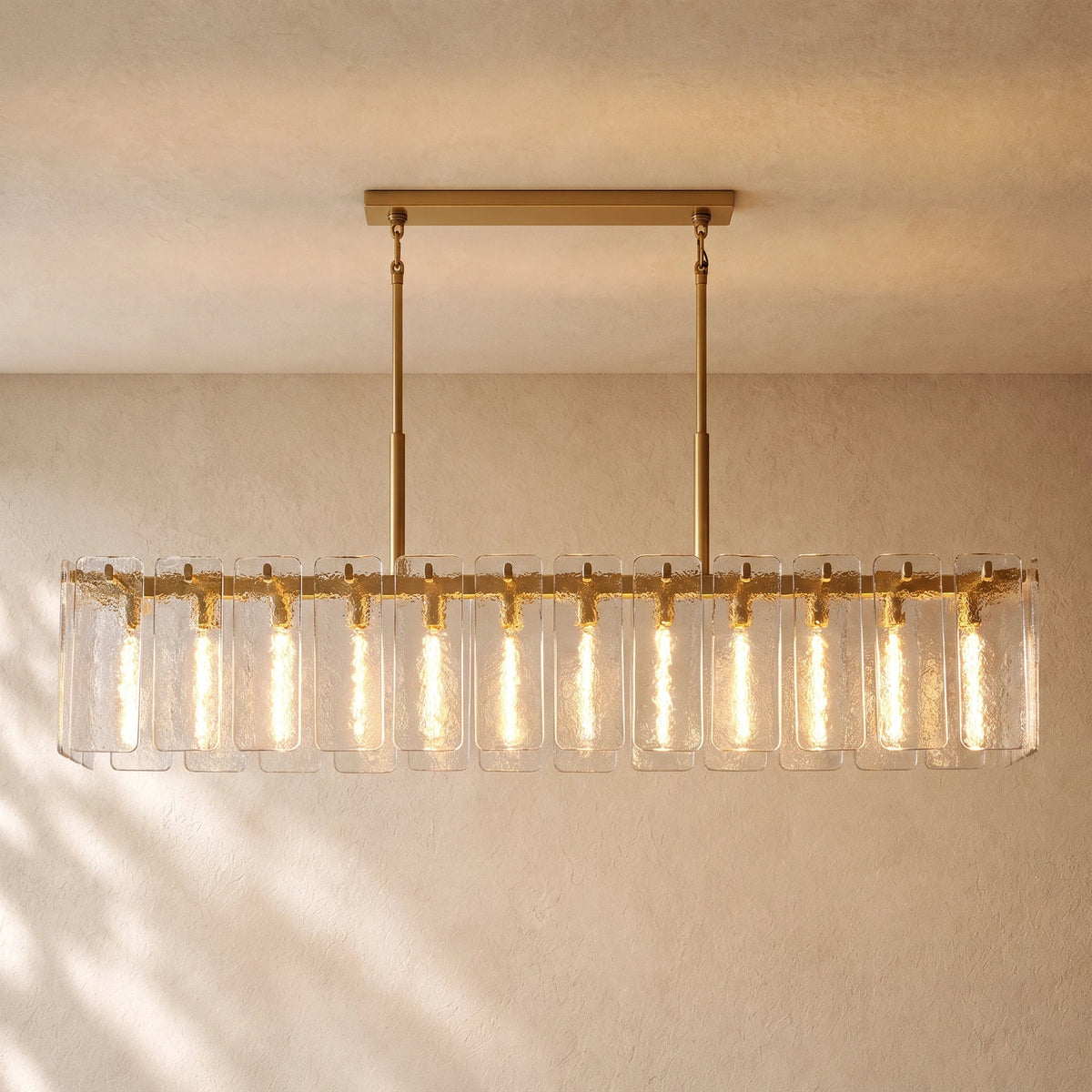 Calamette Striated Glass Rectangular Chandelier 72" - Zelno
