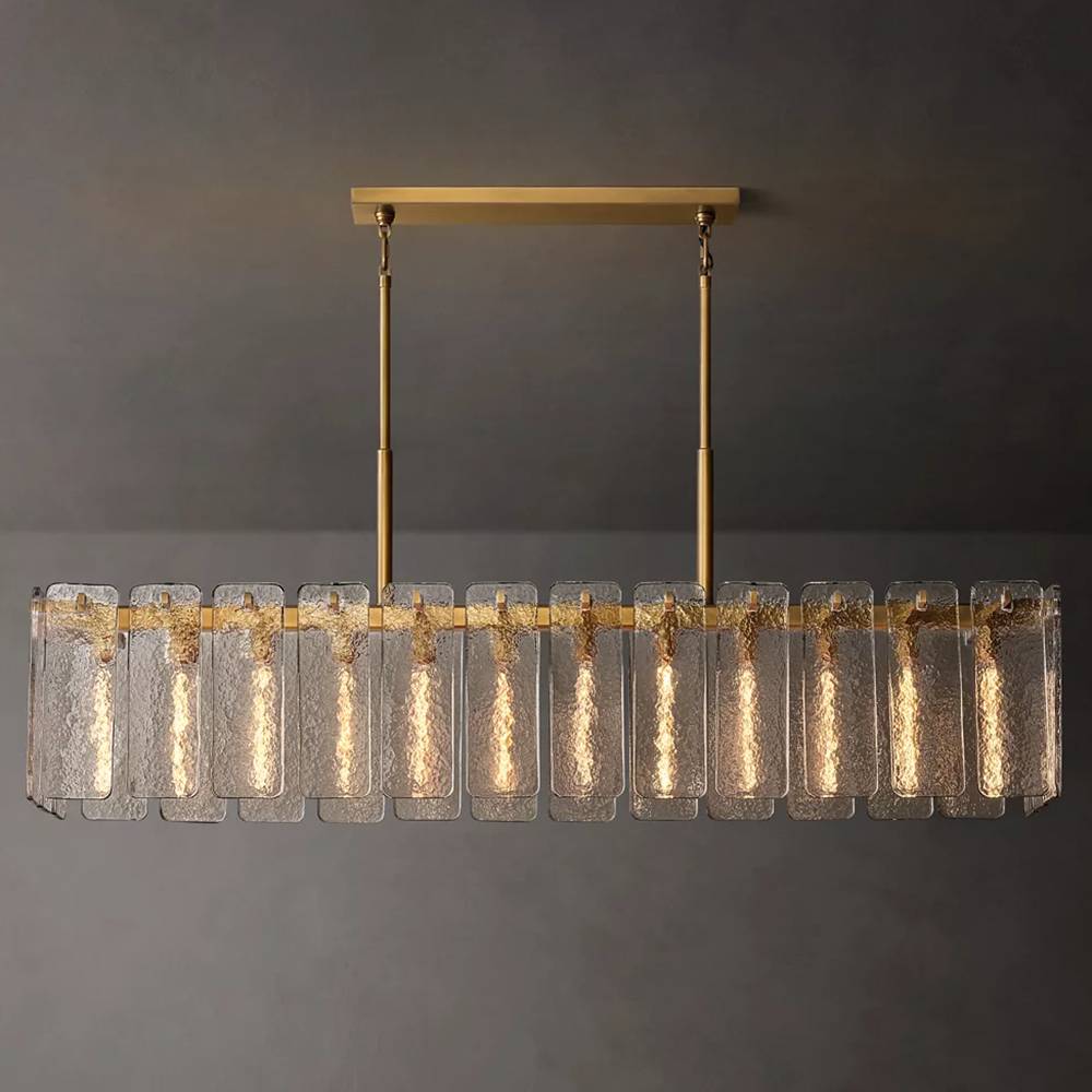Calamette Striated Glass Rectangular Chandelier 72" - Zelno