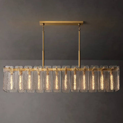Calamette Striated Glass Rectangular Chandelier 72" - Zelno