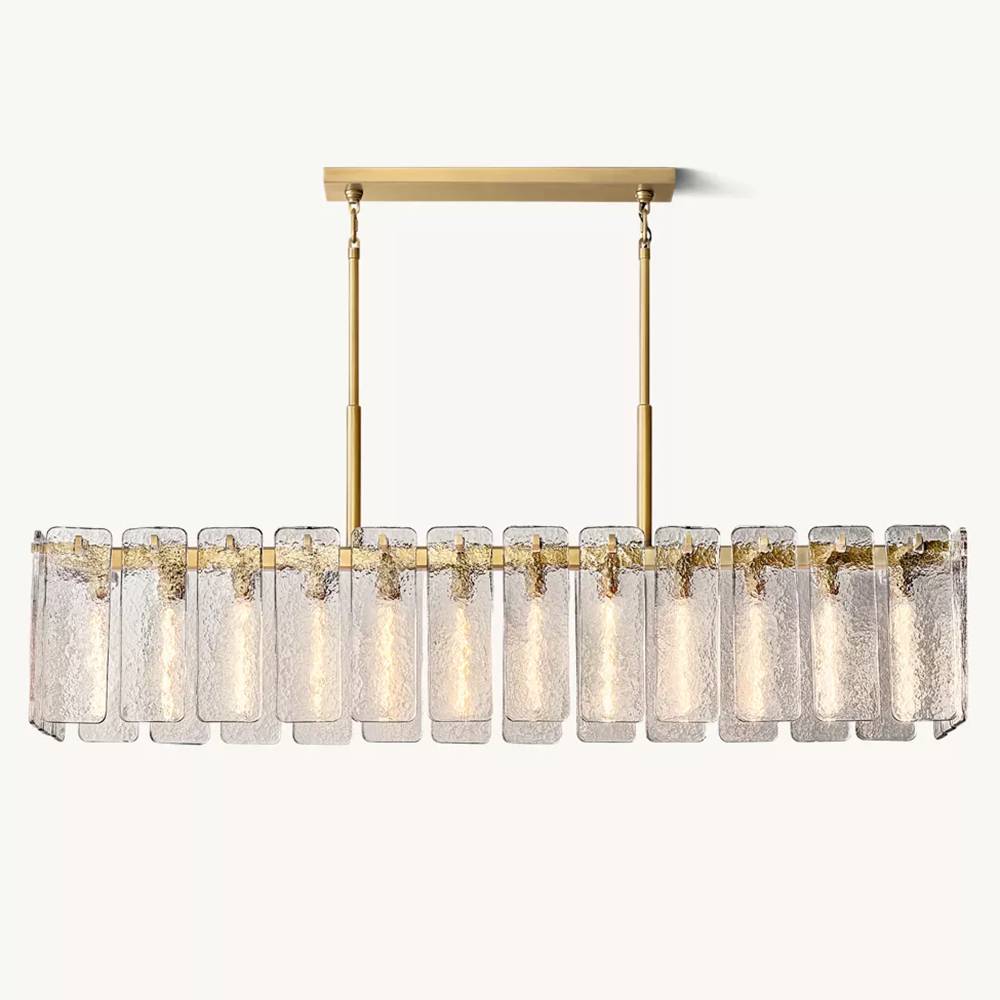 Calamette Striated Glass Rectangular Chandelier 72" - Zelno