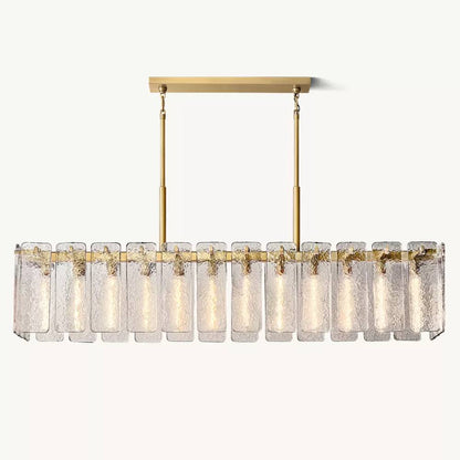 Calamette Striated Glass Rectangular Chandelier 72" - Zelno