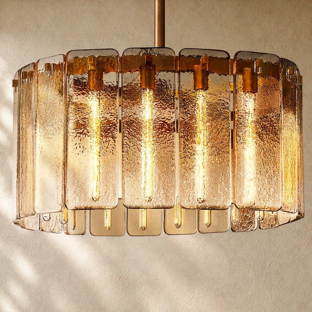 Calamette Striated Glass Round Chandelier 36" - Zelno