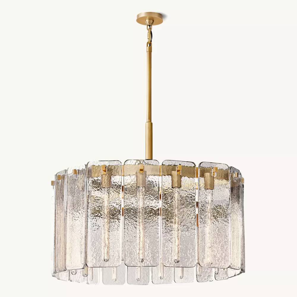 Calamette Striated Glass Round Chandelier 36" - Zelno