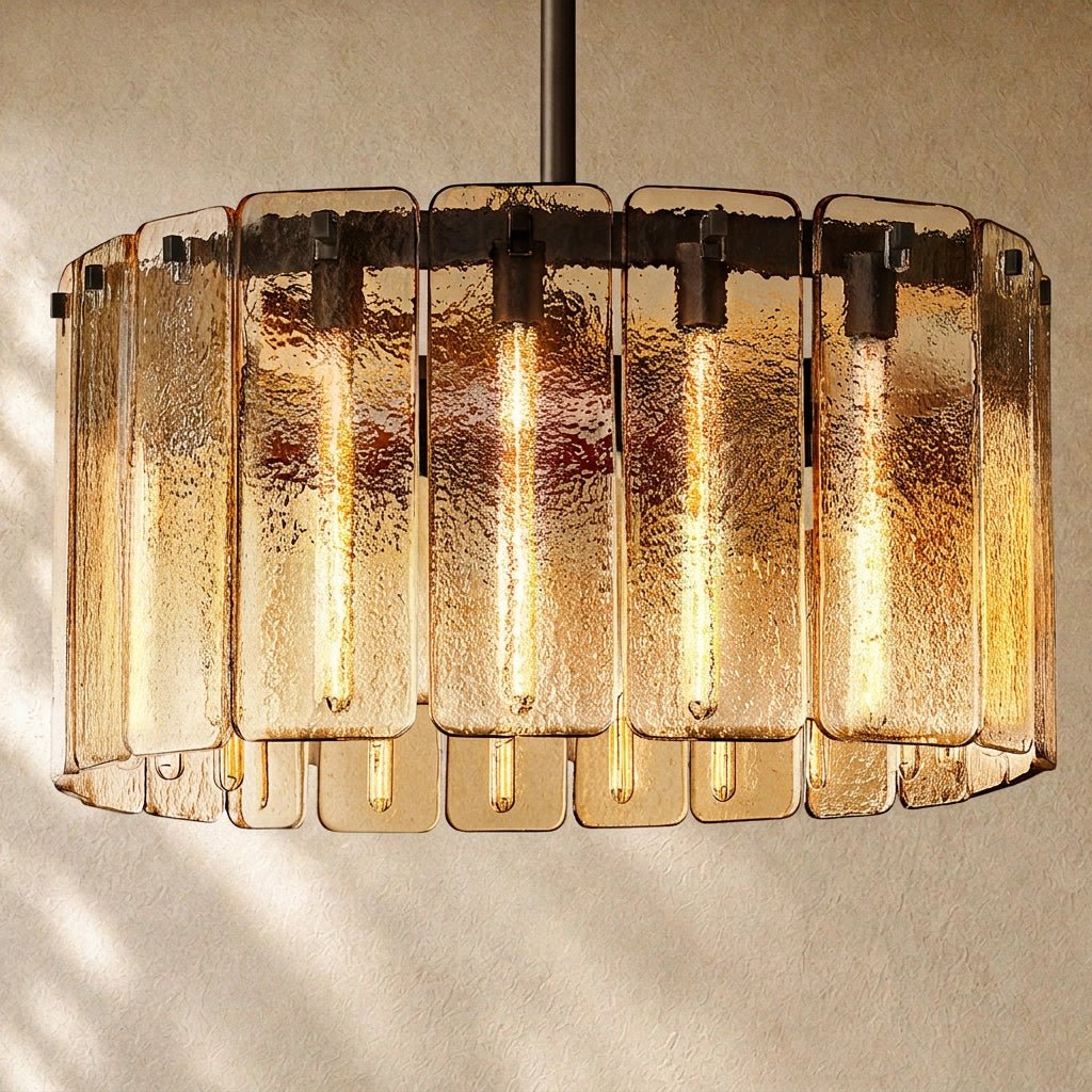 Calamette Striated Glass Round Chandelier 36" - Zelno