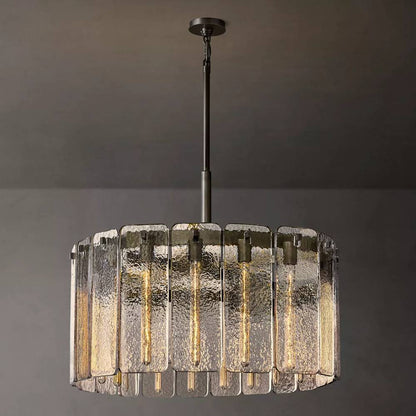 Calamette Striated Glass Round Chandelier 36" - Zelno
