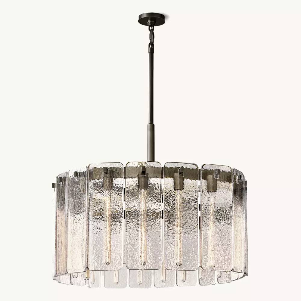 Calamette Striated Glass Round Chandelier 36" - Zelno