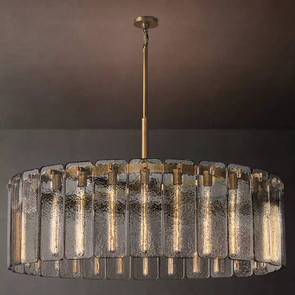 Calamette Striated Glass Round Chandelier 48" - Zelno