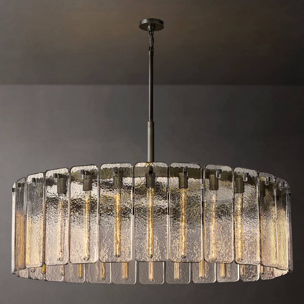 Calamette Striated Glass Round Chandelier 48" - Zelno
