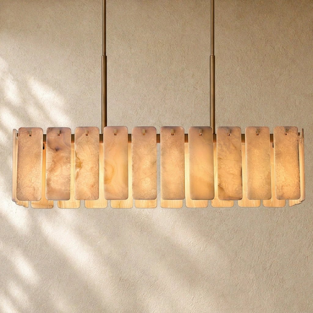 Calamette Striated Onyx Rectangular Chandelier 60" - Zelno