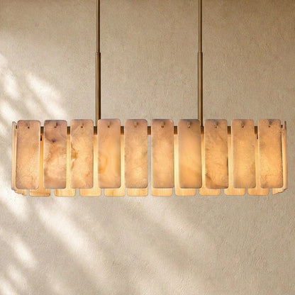 Calamette Striated Onyx Rectangular Chandelier 60" - Zelno