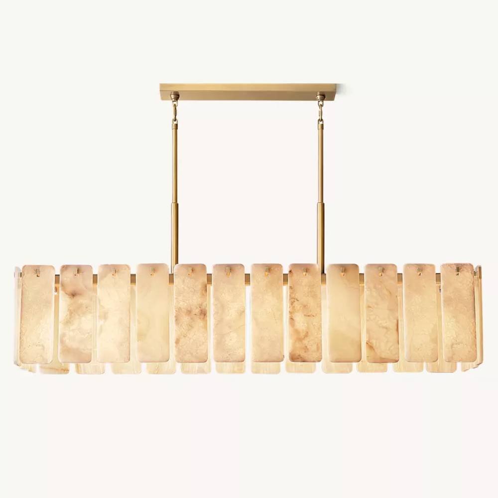 Calamette Striated Onyx Rectangular Chandelier 74" - Zelno