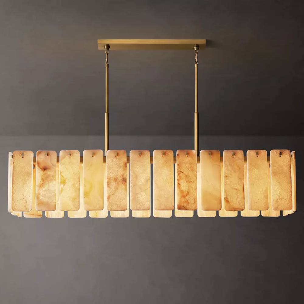 Calamette Striated Onyx Rectangular Chandelier 74" - Zelno