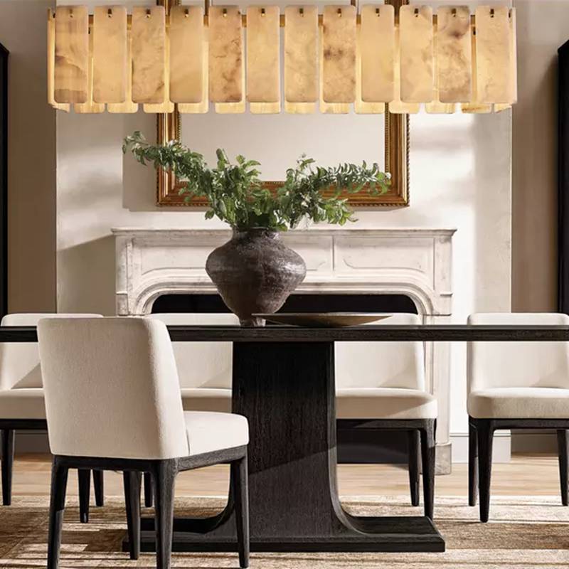 Calamette Striated Onyx Rectangular Chandelier 74" - Zelno