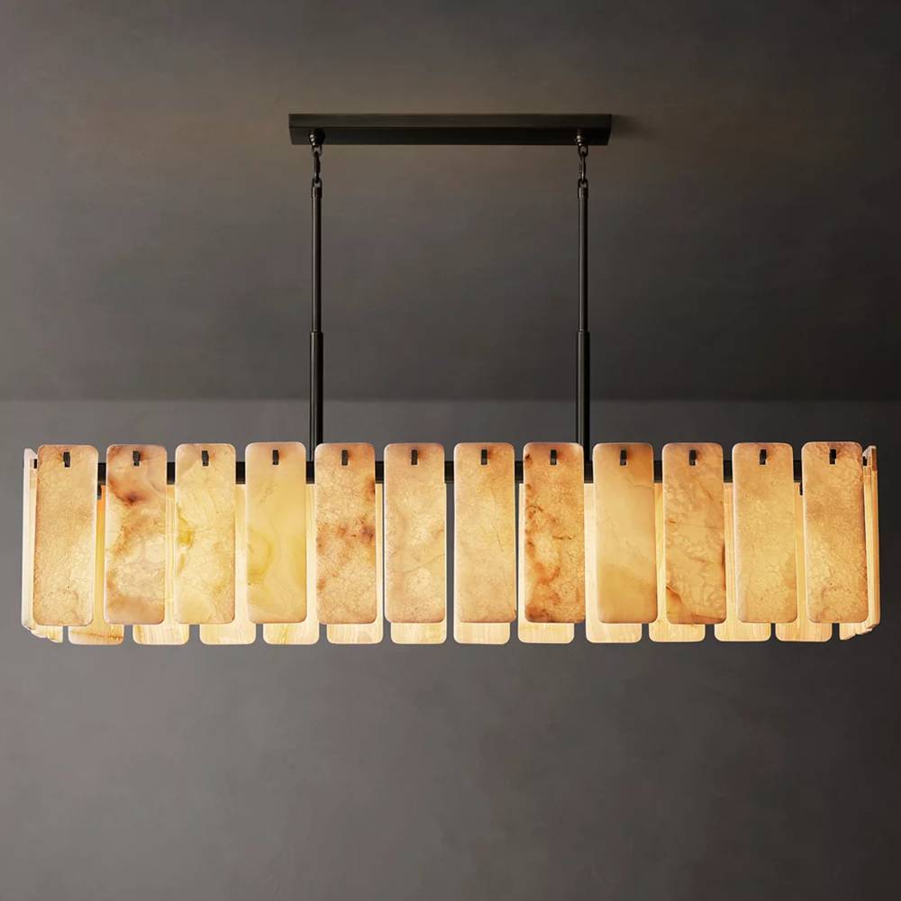 Calamette Striated Onyx Rectangular Chandelier 74" - Zelno