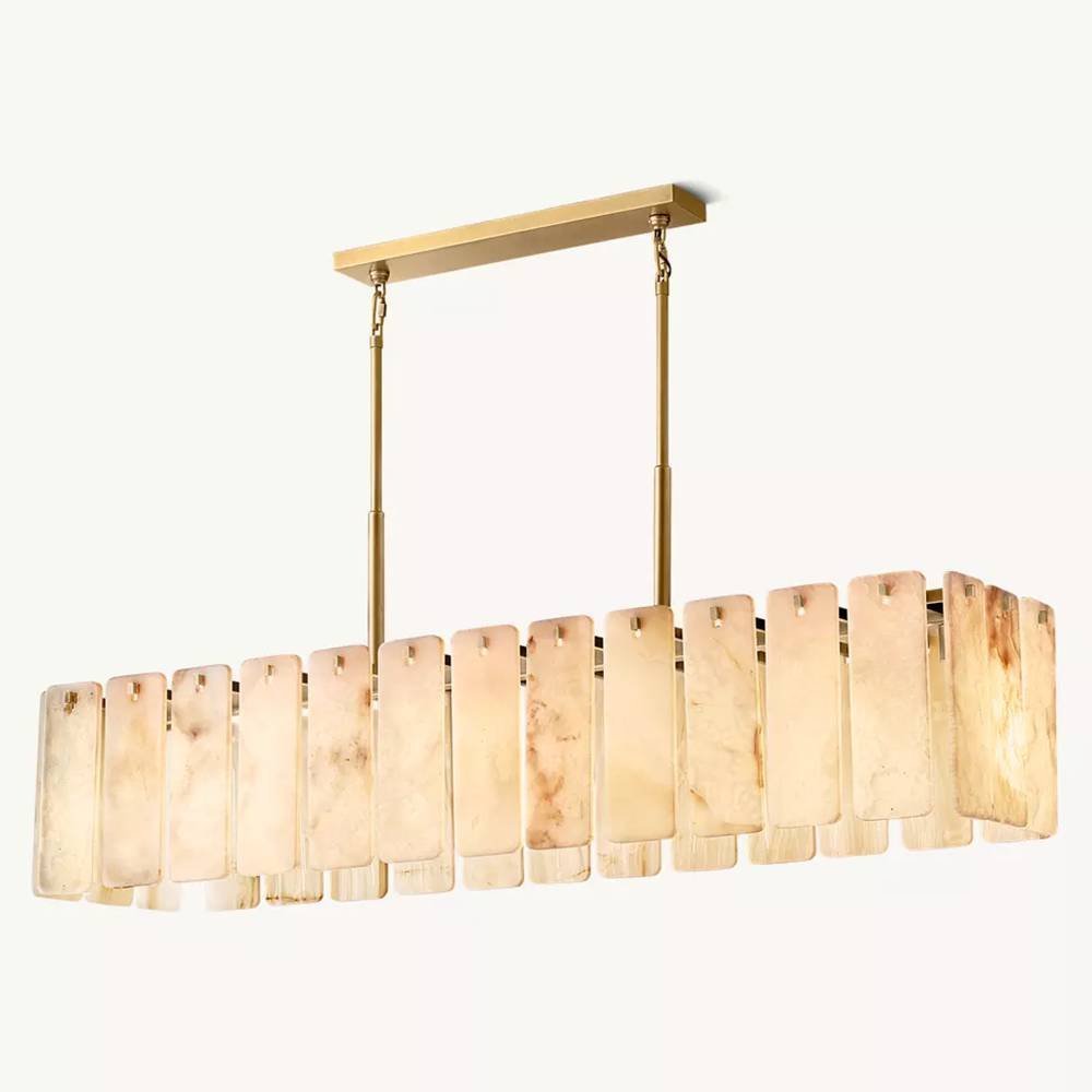 Calamette Striated Onyx Rectangular Chandelier 74" - Zelno