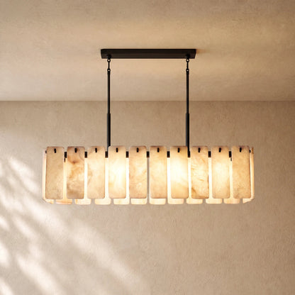 Calamette Striated Onyx Rectangular Chandelier 74" - Zelno