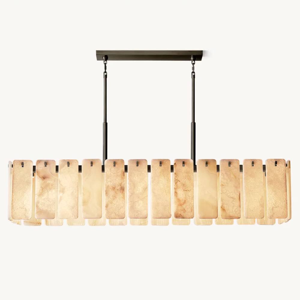 Calamette Striated Onyx Rectangular Chandelier 74" - Zelno