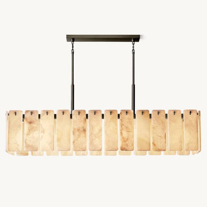 Calamette Striated Onyx Rectangular Chandelier 74" - Zelno