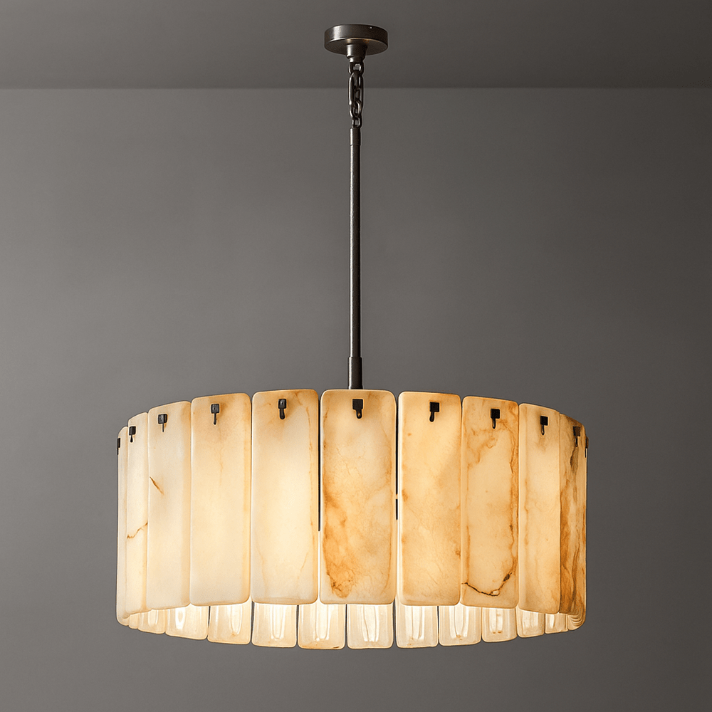Calamette Striated Onyx Round Chandelier 36" - Zelno