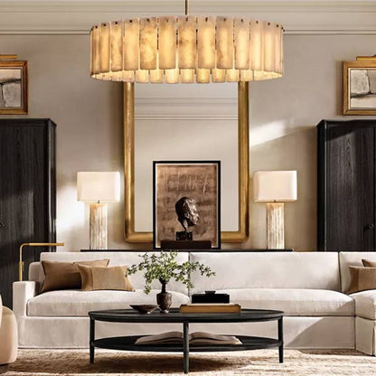 Calamette Striated Onyx Round Chandelier 36" - Zelno
