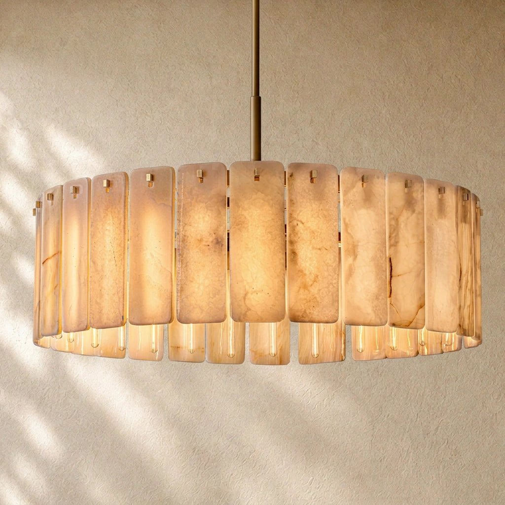 Calamette Striated Onyx Round Chandelier 48" - Zelno