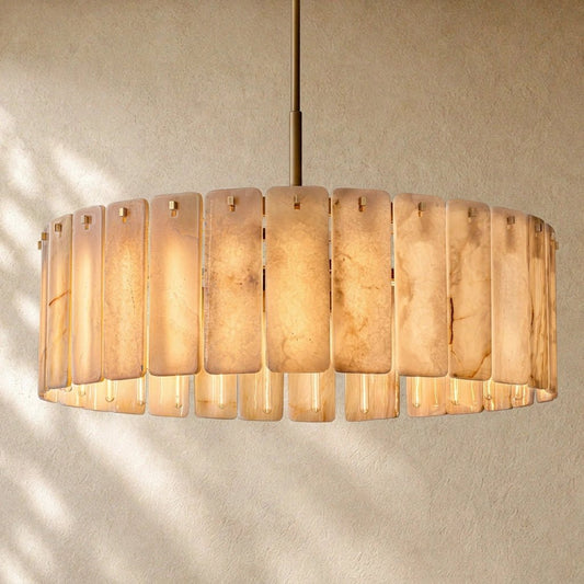Calamette Striated Onyx Round Chandelier 48" - Zelno