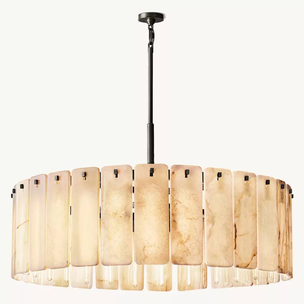 Calamette Striated Onyx Round Chandelier 48" - Zelno