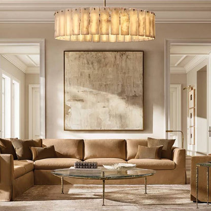 Calamette Striated Onyx Round Chandelier 48" - Zelno