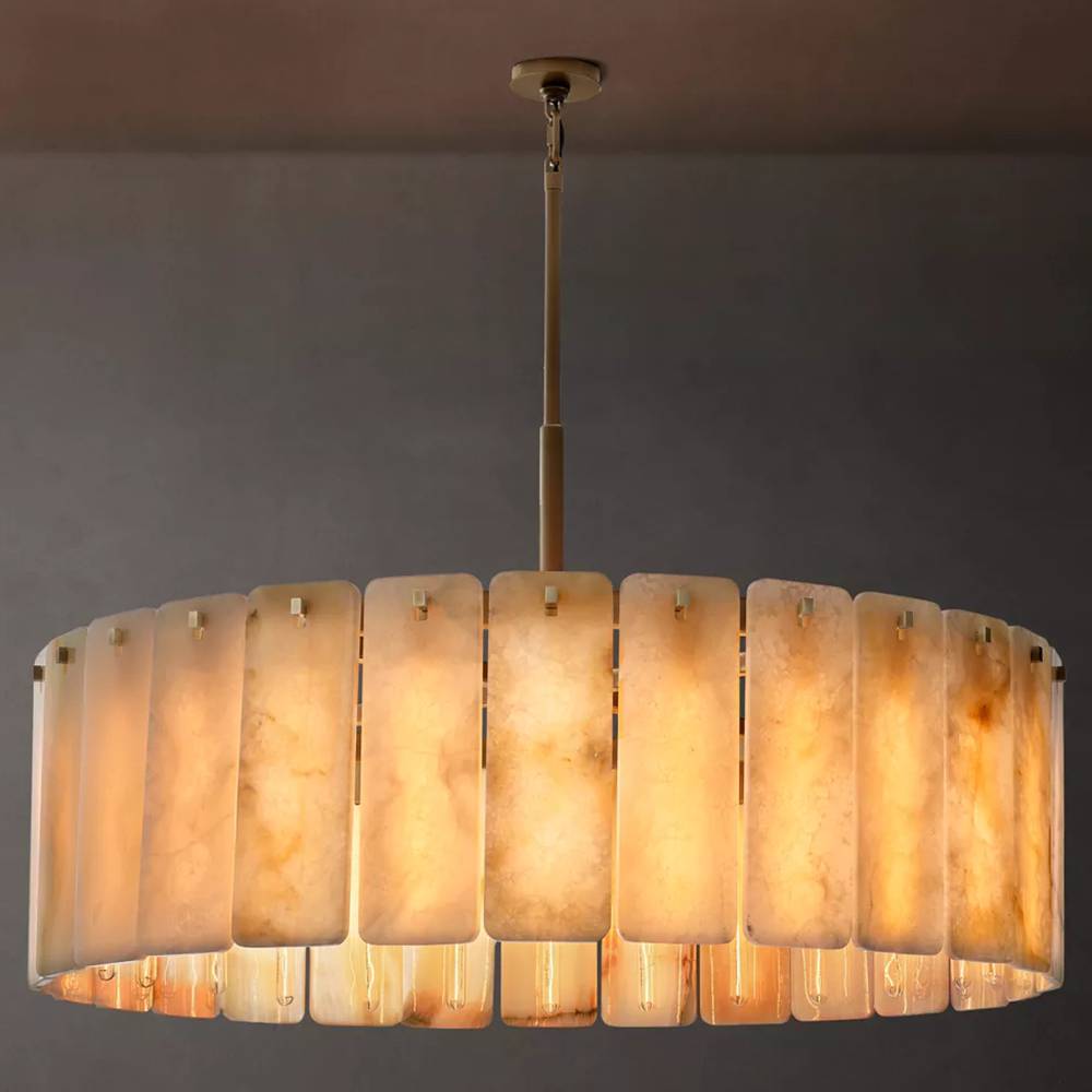 Calamette Striated Onyx Round Chandelier 48" - Zelno