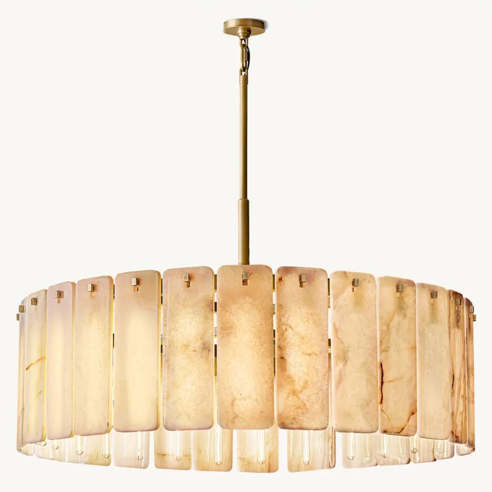 Calamette Striated Onyx Round Chandelier 48" - Zelno