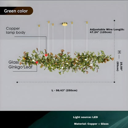 Calla Ginko Leaf Linear Chandelier - Zelno Lighting