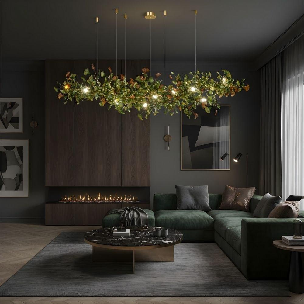 Calla Ginko Leaf Linear Chandelier - Zelno Lighting