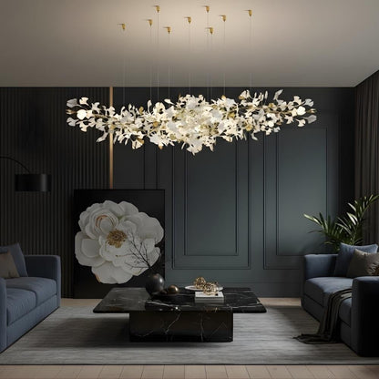 Calla Ginko Leaf Linear Chandelier - Zelno Lighting