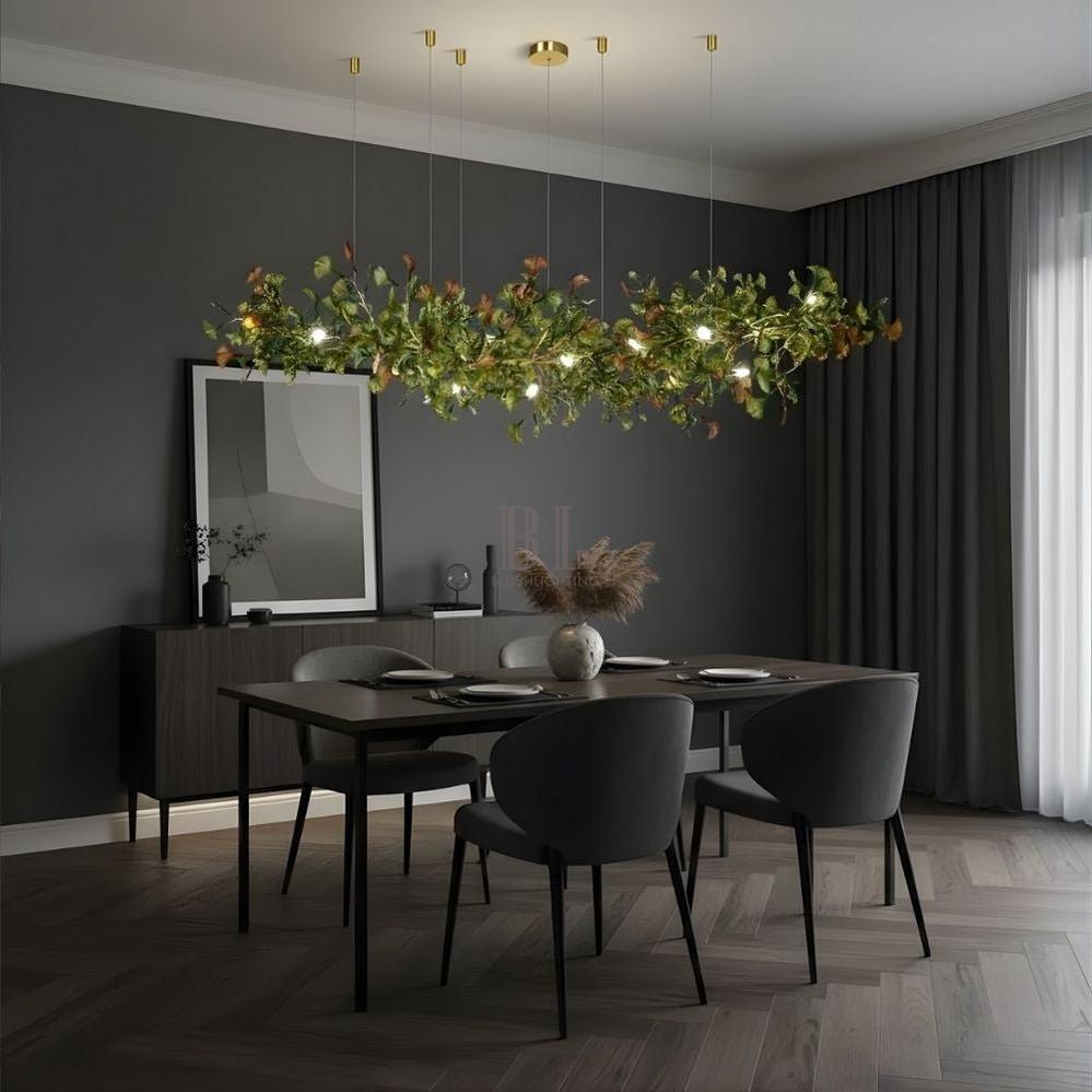 Calla Ginko Leaf Linear Chandelier - Zelno Lighting