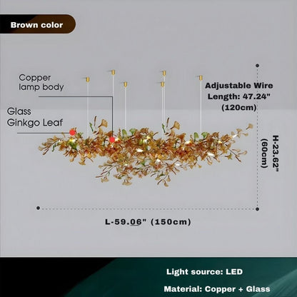 Calla Ginko Leaf Linear Chandelier - Zelno Lighting