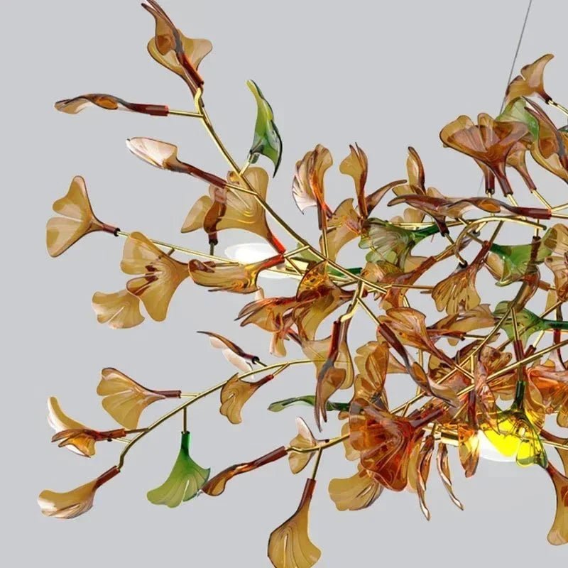 Calla Ginko Leaf Linear Chandelier - Zelno Lighting
