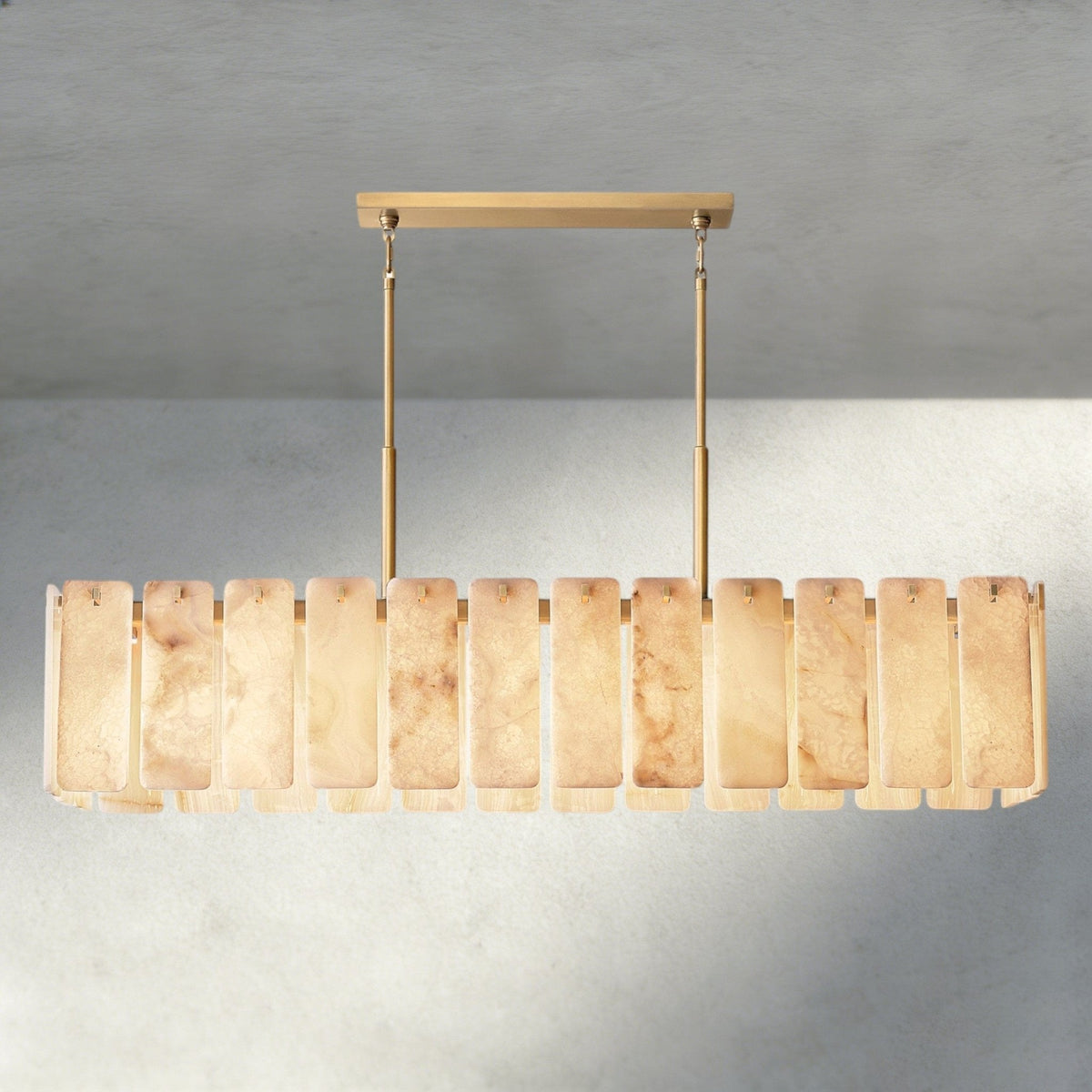 Calomota Onyx Rectangular Alabaster Chandelier 60", 74" - Zelno